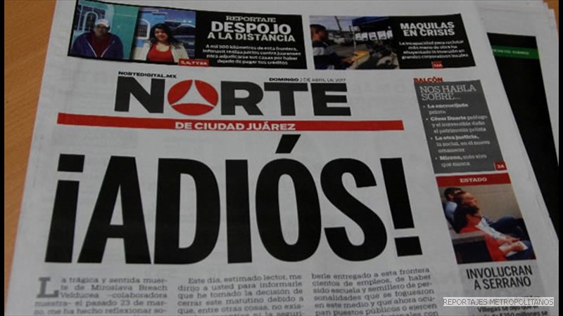 POR FALTA DE GARANTIAS CIERRA EL DIARIO NORTE
